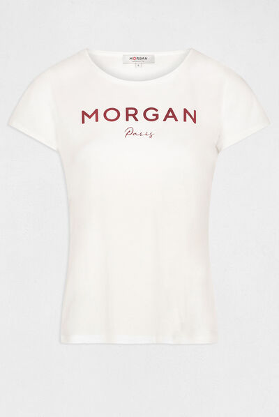 T-shirt manches courtes à inscription corail femme