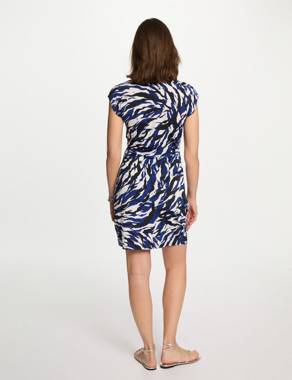 Robe courte ajustée imprimée multicolore femme