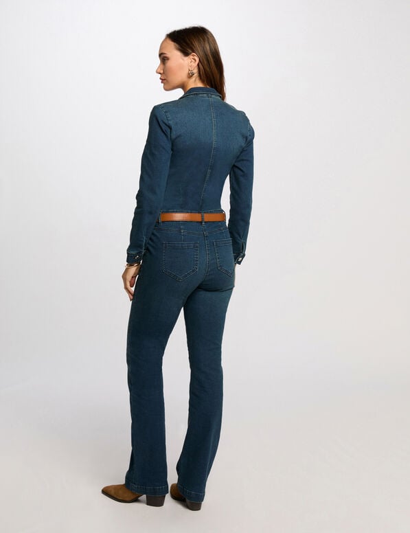 combinaison longue large jean denim brut femme Combinaison longue large jean denim brut femme