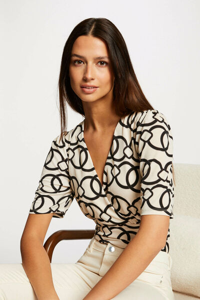 T-shirt manches courtes imprimé chaîne multico femme