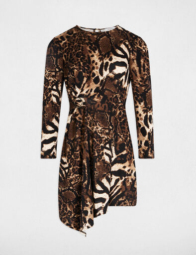 Robe courte trapèze imprimée multicolore femme