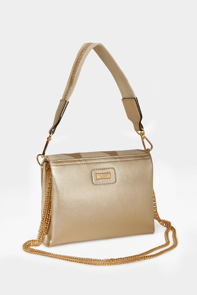 Sac pochette métallisé dore femme