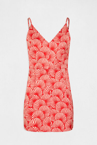 Robe trapèze imprimé abstrait rouge femme