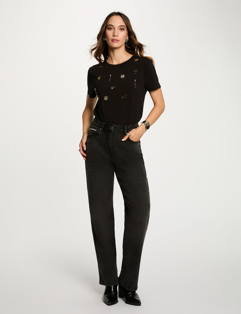 T-shirt manches courtes noir femme