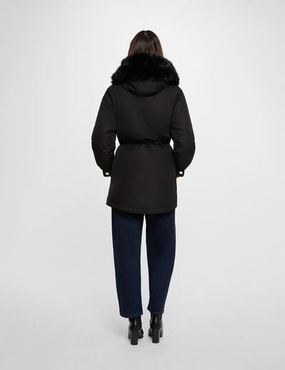 Parka col fourrure noir femme