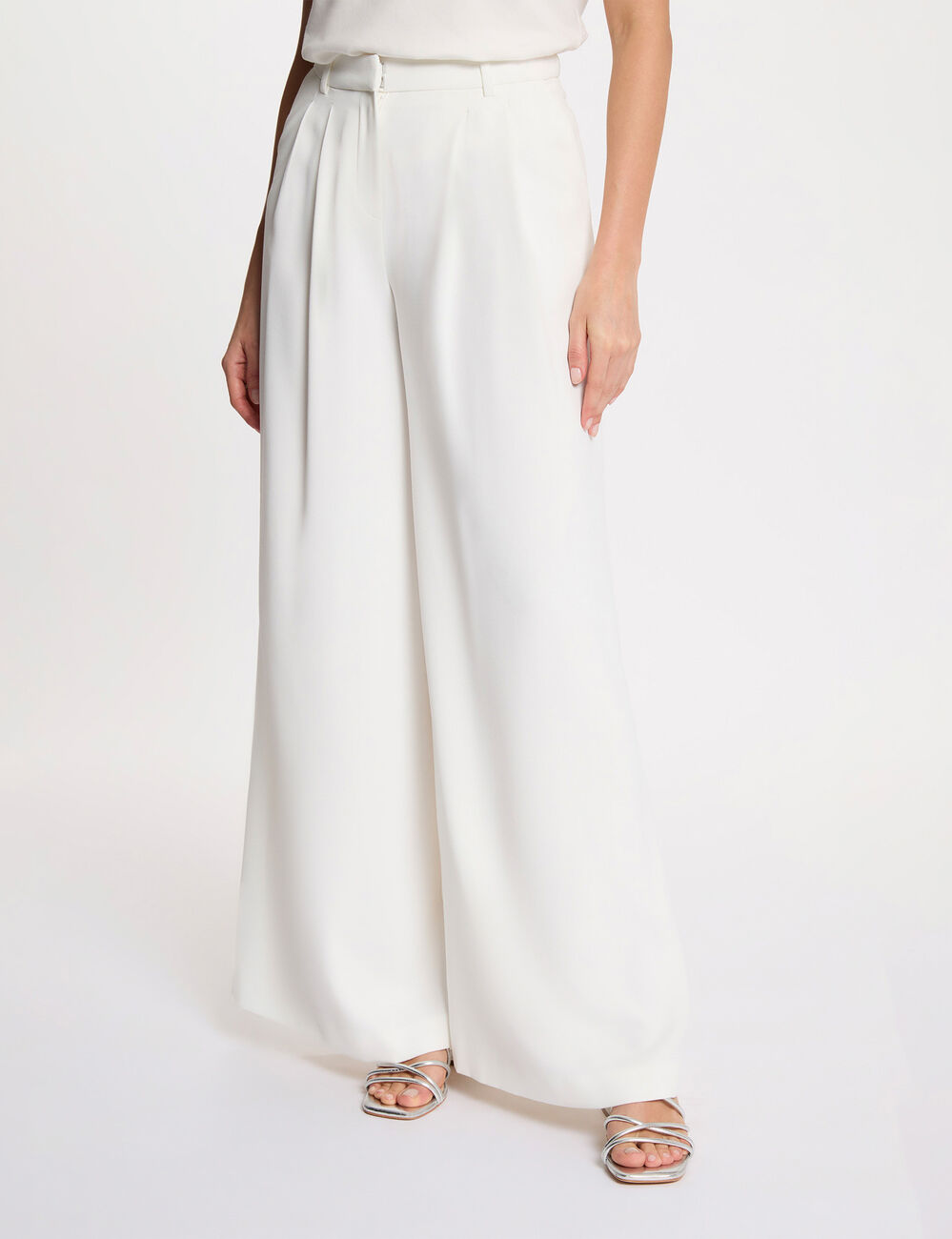 Pantalon large fluide blanc femme