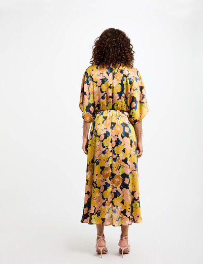 Robe midi droite imprim&eacute;e multicolore femme