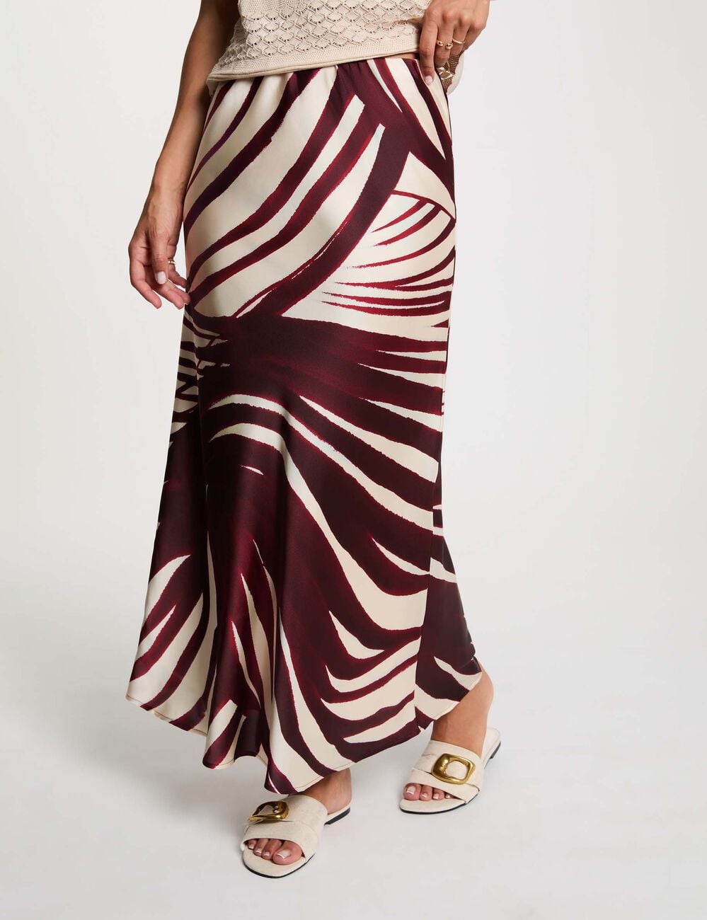 Jupe mi longue satin&eacute;e multicolore femme