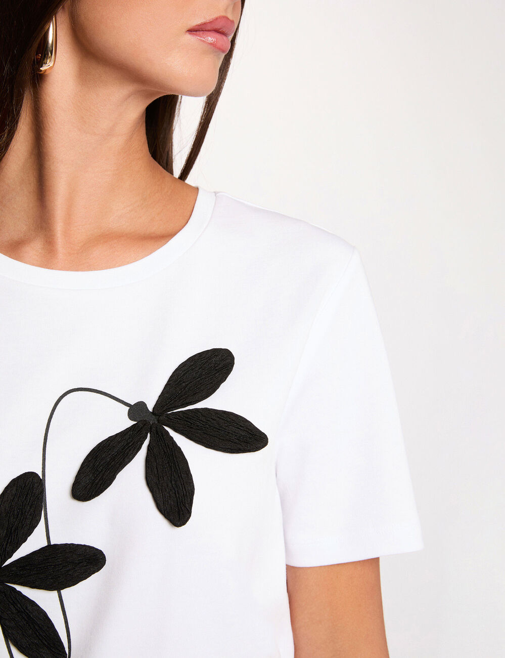 T-shirt droit col rond blanc femme