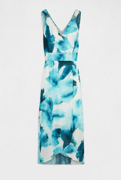Robe longue portefeuille imprimée multico femme
