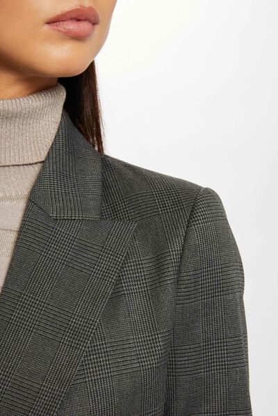 Veste cintrée à carreaux gris anthracite femme