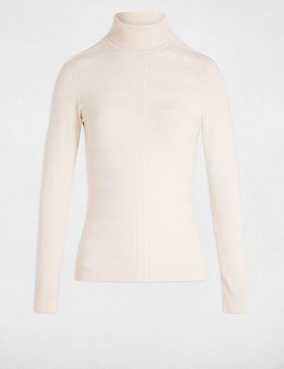 Pull col roul&eacute; ivoire femme