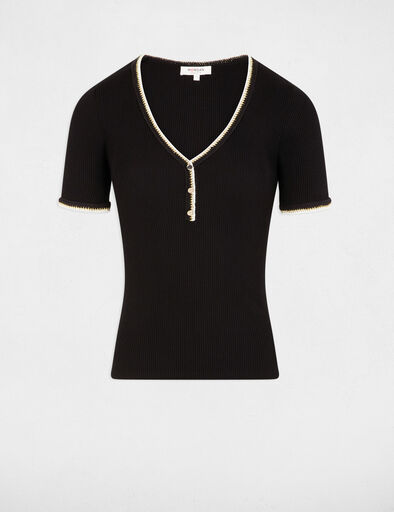 pull manches courtes cotele noir femme Pull manches courtes côtelé noir femme