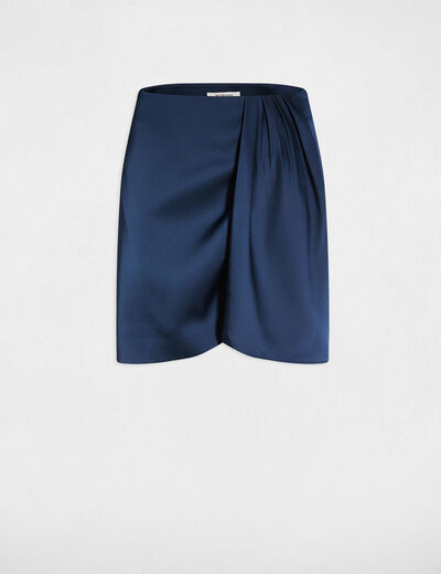 Jupe courte satin&eacute;e bleu p&eacute;trole femme