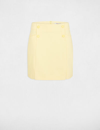 Jupe courte &agrave; boutons jaune clair femme