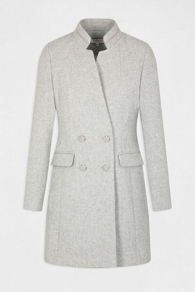 Manteau cintré boutonné gris clair femme