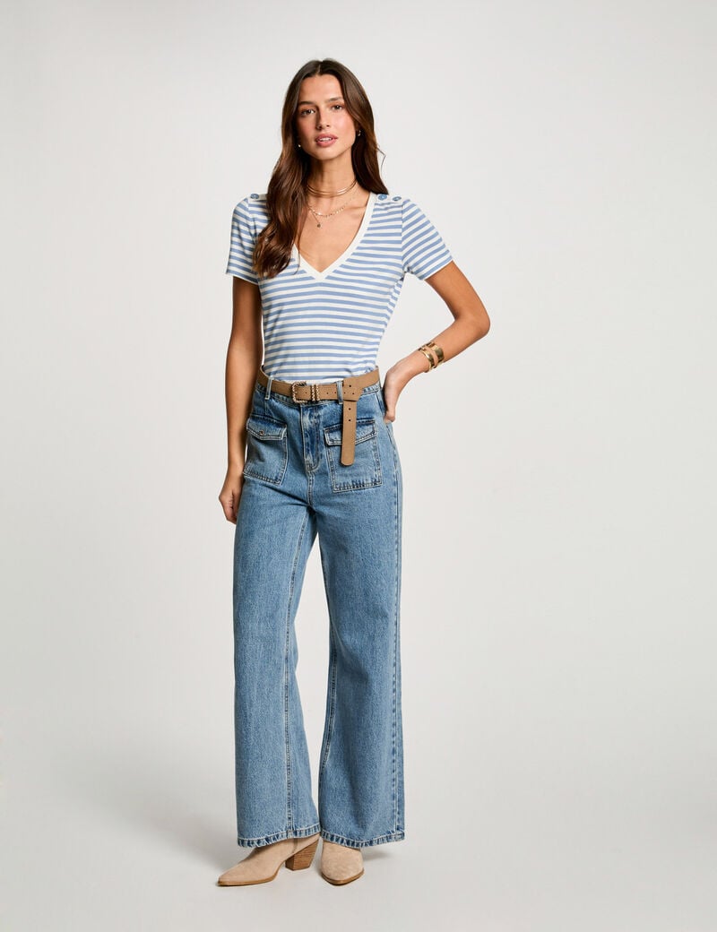 t shirt manches courtes raye blanc femme T-shirt manches courtes rayé blanc femme