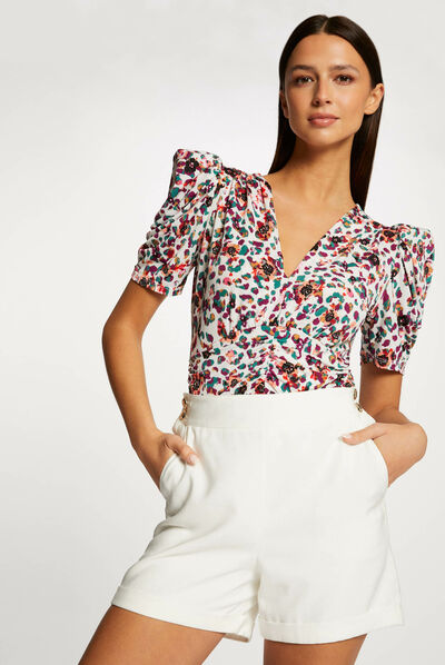T-shirt manches courtes imprimé floral multico femme