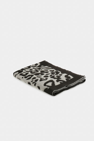 Écharpe imprimé animalier noir femme