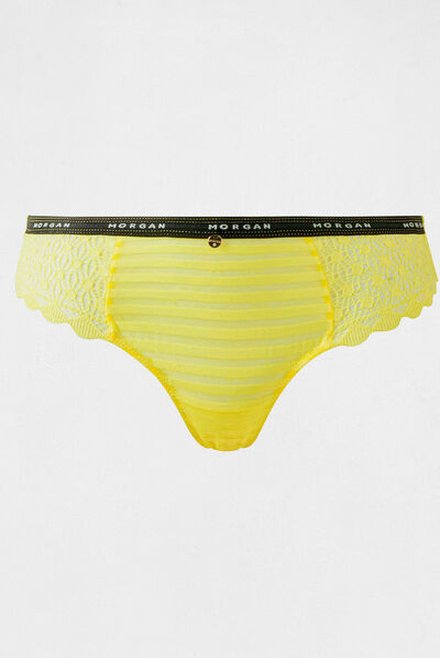 Shorty dentelle jaune femme