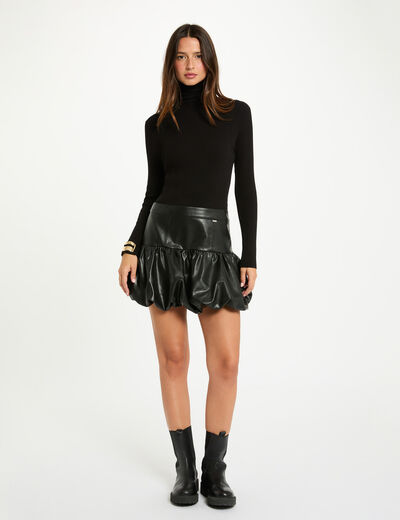 Robe courte col roul&eacute; noir femme