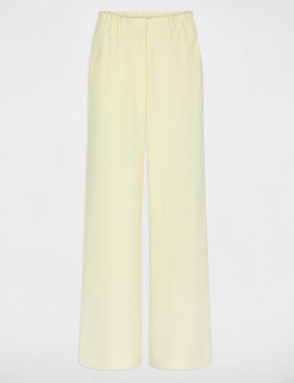 Pantalon large &agrave; fronces jaune pastel femme
