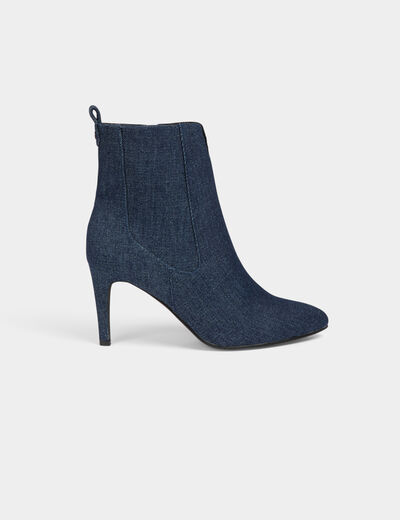 Bottines à talons en jean denim brut femme