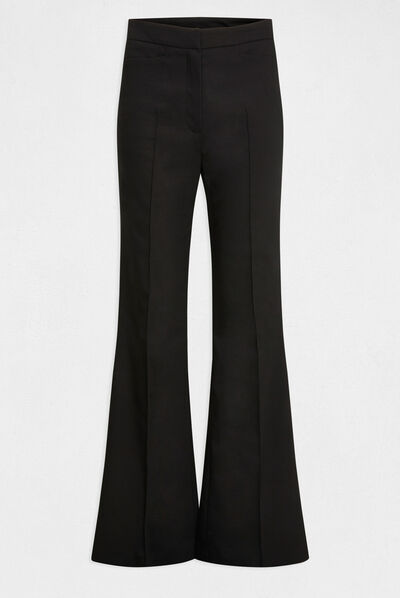 Pantalon city flare à pinces noir femme