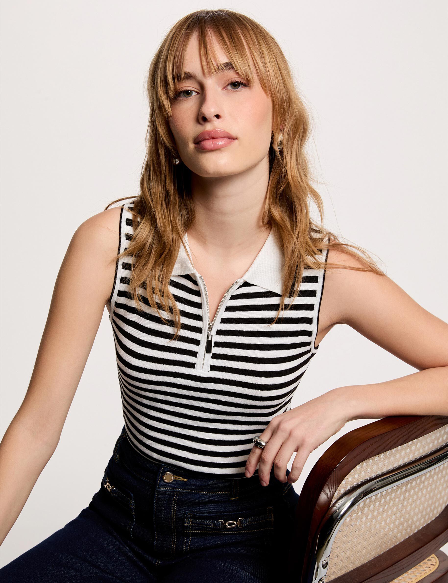 Pull ajusté col à revers femme - vue 1