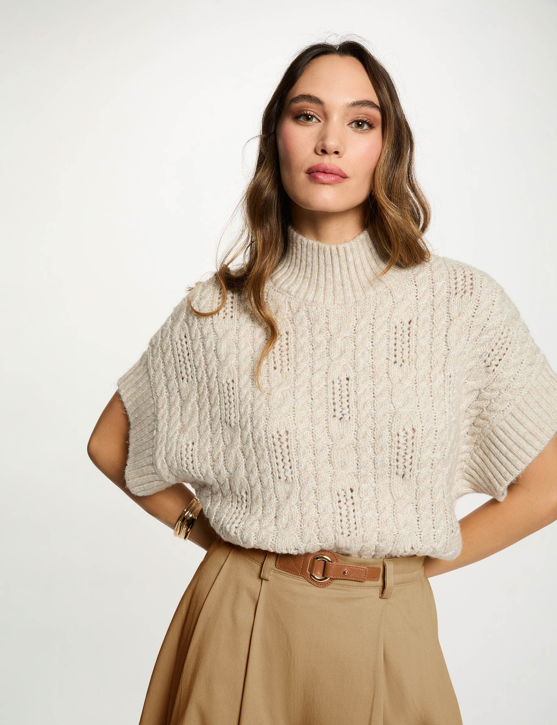 Pull court col montant femme - vue 2