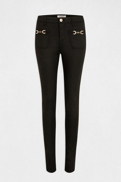 Pantalon skinny à ornements métalliques noir femme