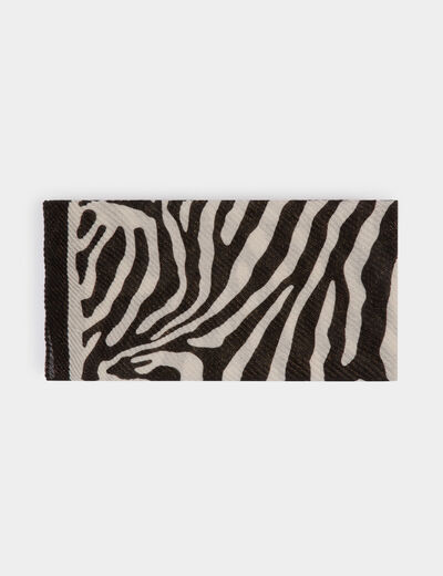 Foulard plissé imprimé ivoire femme