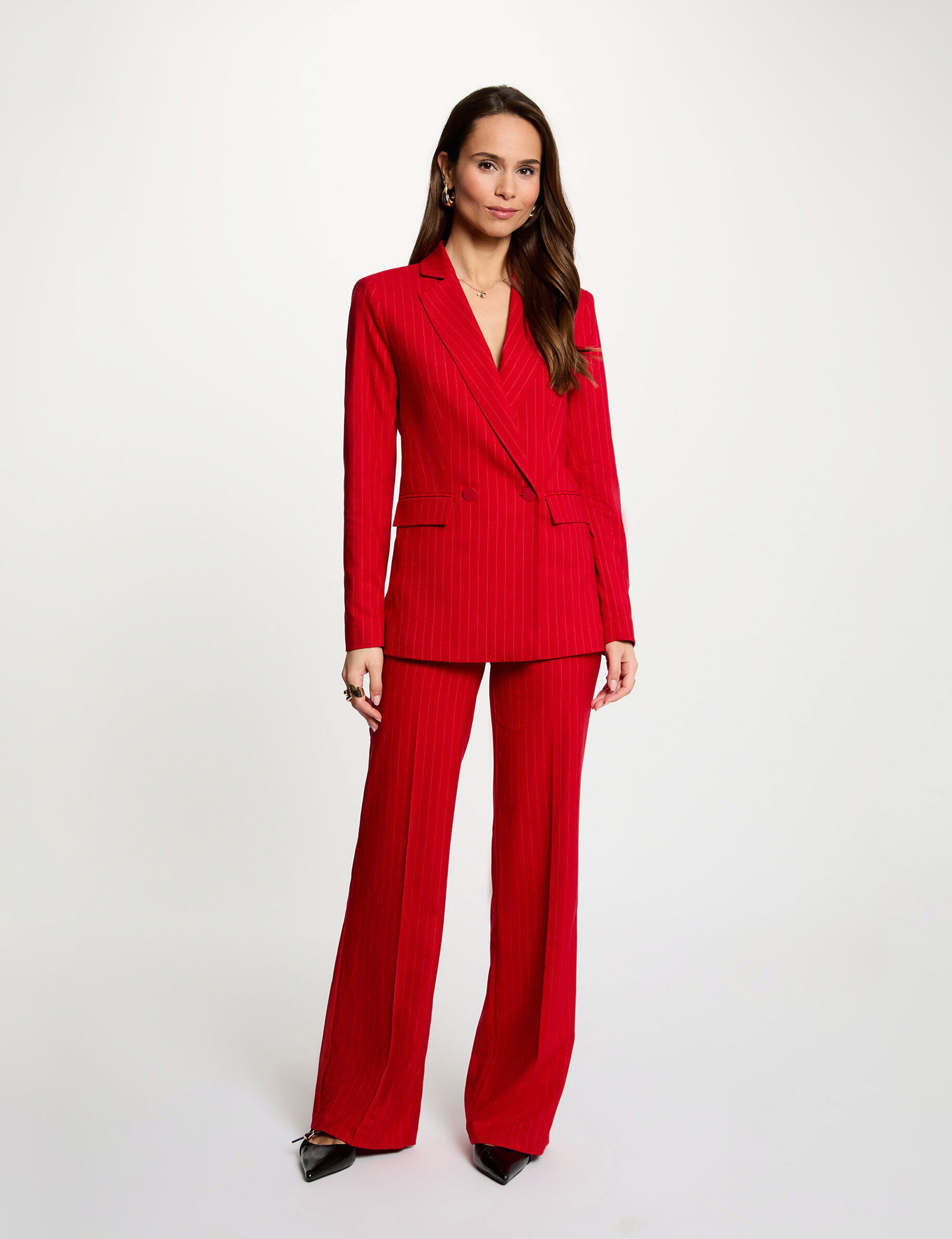Pantalon droit taille haute femme