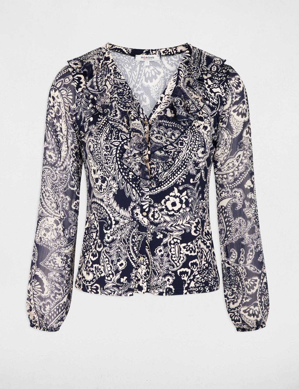 Chemise voile col v blanc femme