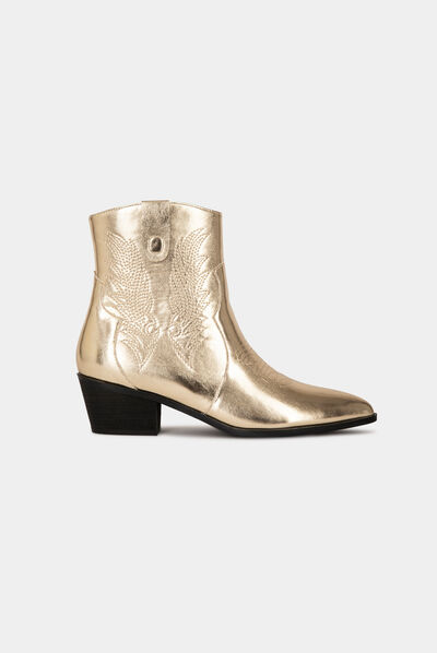 Bottines à talons métallisées dore femme