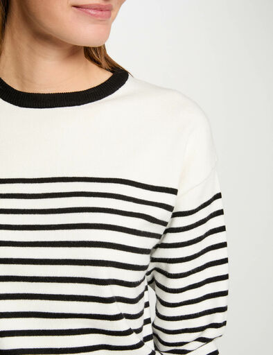 pull col rond raye blanc femme Pull col rond rayé blanc femme