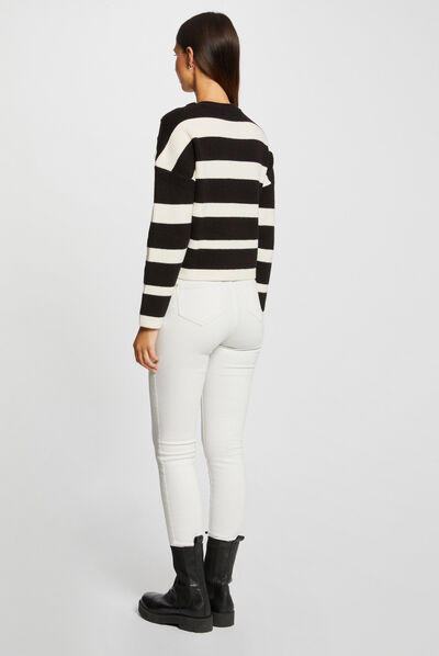Pull manches longues avec boutons noir femme