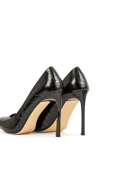 Escarpins aspect croco noir femme