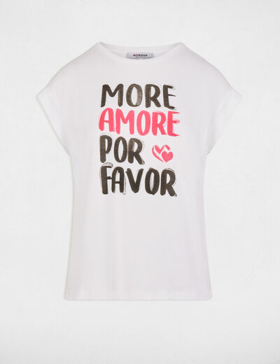 T-shirt manches courtes blanc femme