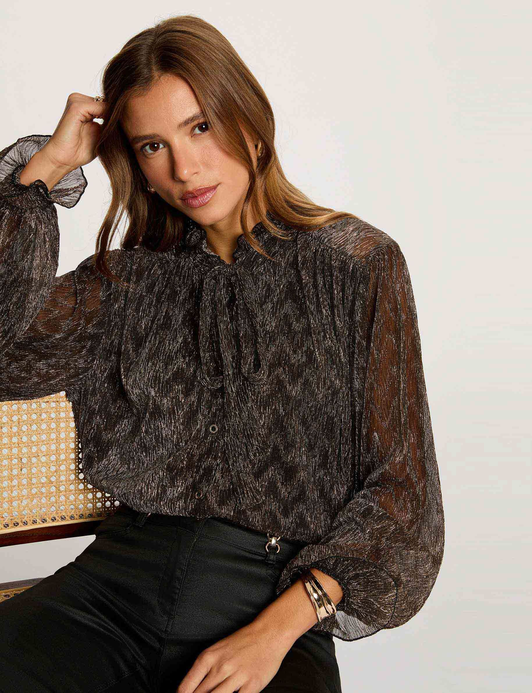 T shirt col lavallière femme - vue 3