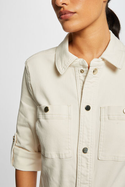 Combinaison droite boutonnée ecru moyen femme