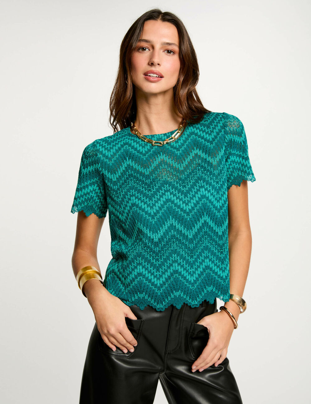 T-shirt manches courtes bleu canard femme