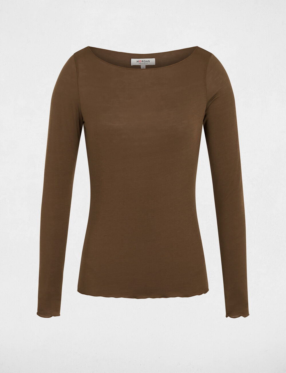 T-shirt manches longues vert kaki femme