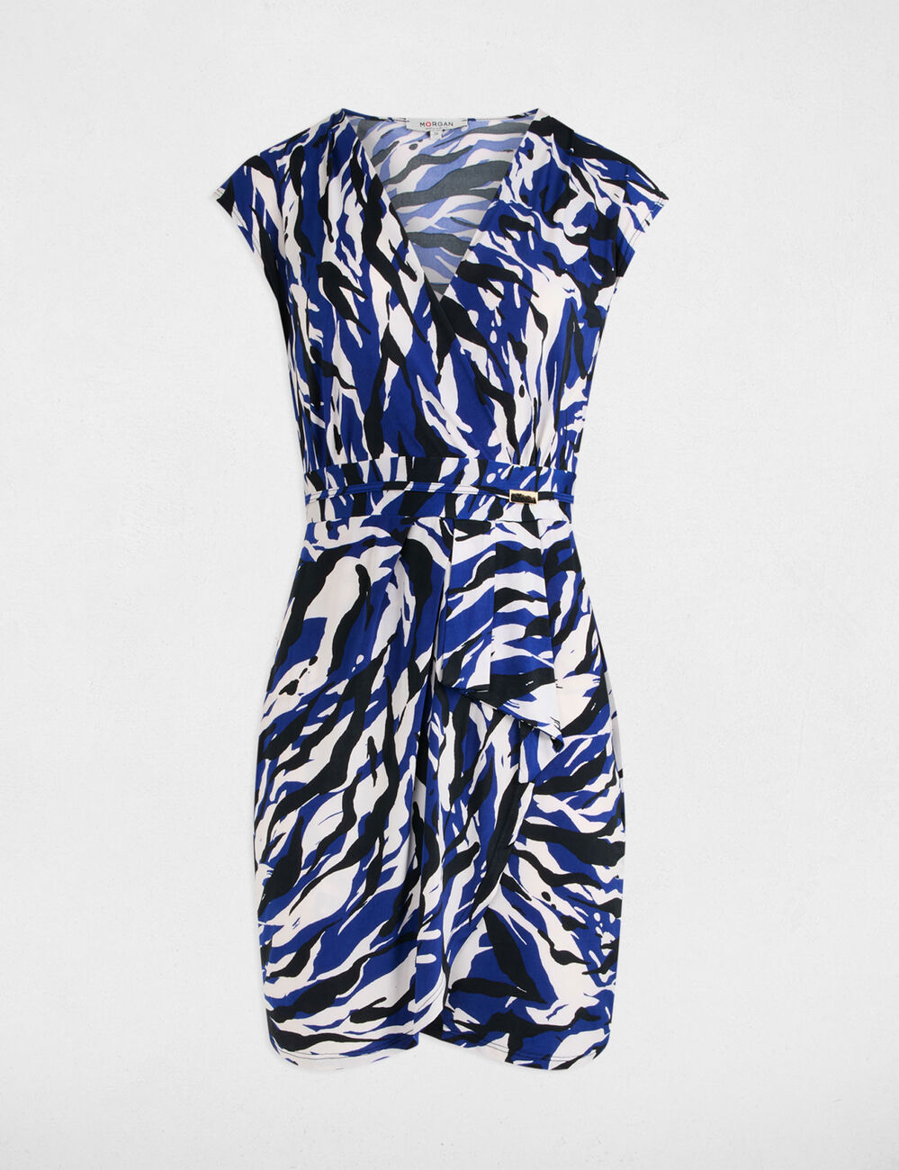 Robe courte ajustée imprimée multicolore femme