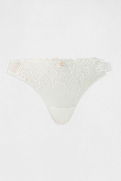 Tanga en dentelle ivoire femme