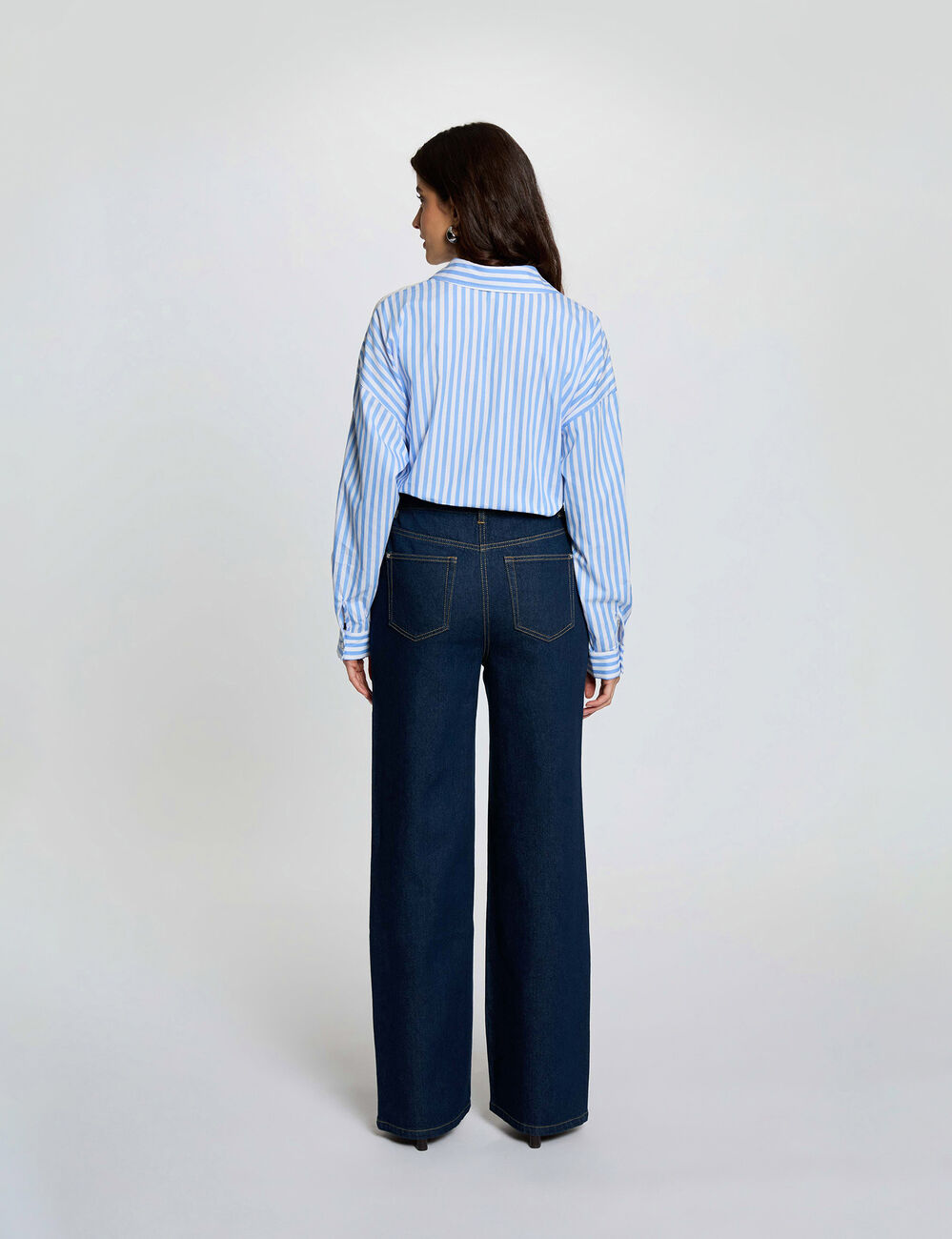 Jean large taille haute denim brut femme
