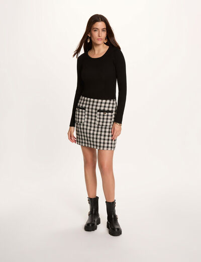Robe courte tweed noir femme