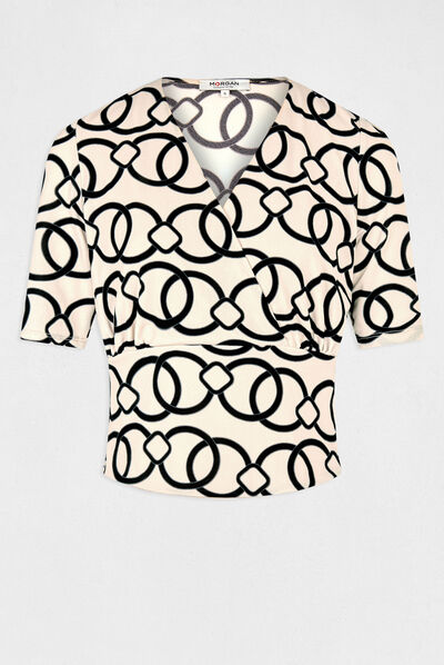 T-shirt manches courtes imprimé chaîne multico femme