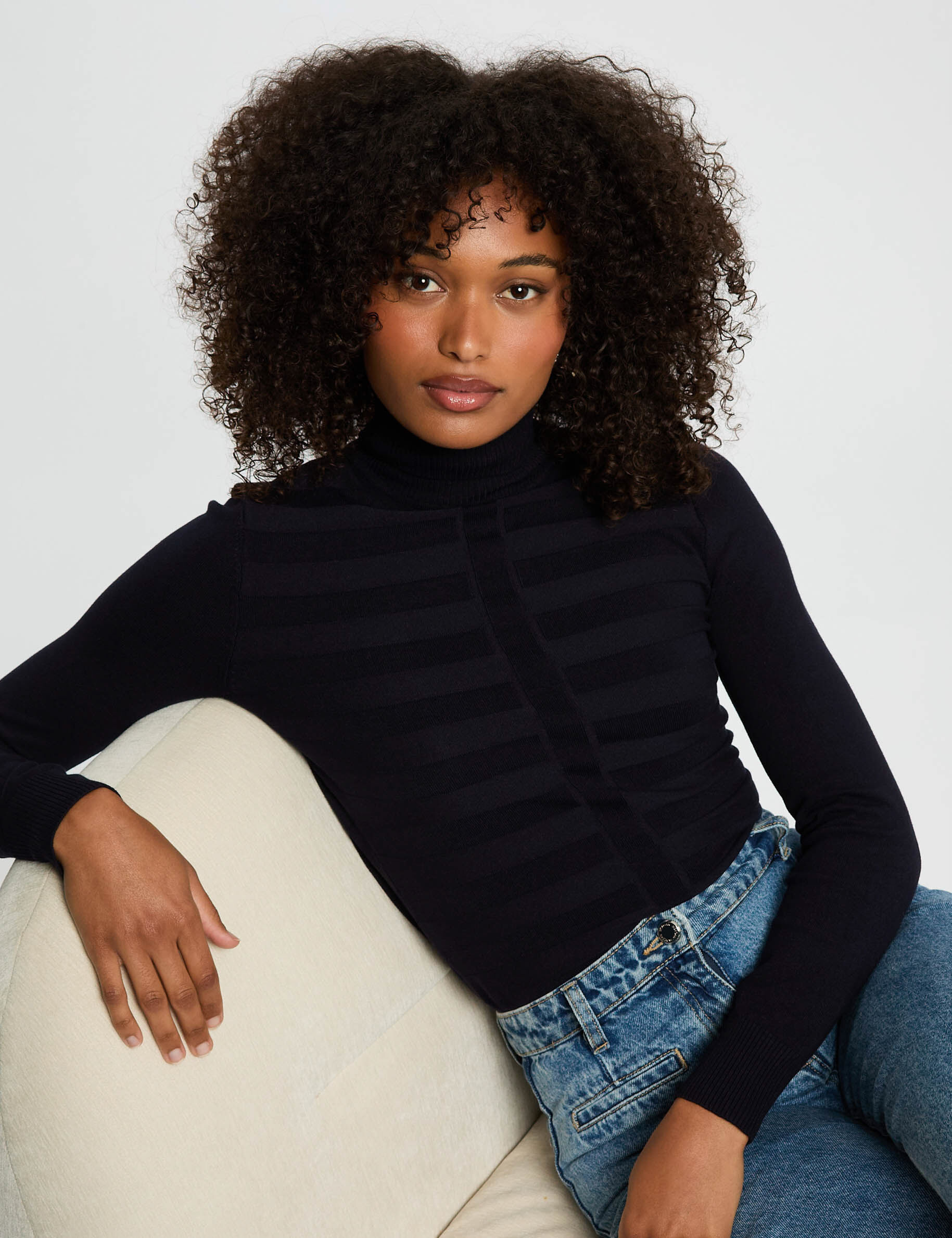 Pull col roulé femme