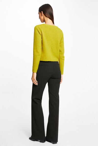 Gilet droit boutonné avec col en V anis femme